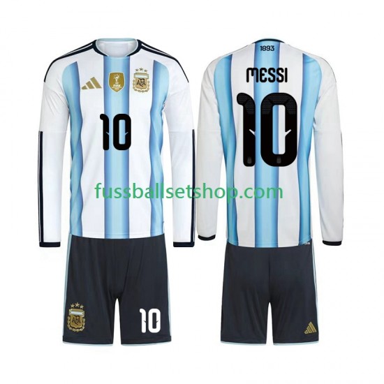 Günstige Fußball Trikotsatz Argentinien Lionel Messi 10 Kinder Heimtrikot World Cup 2026 Langarm
