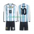 Günstige Fußball Trikotsatz Argentinien Lionel Messi 10 Kinder Heimtrikot World Cup 2026 Langarm