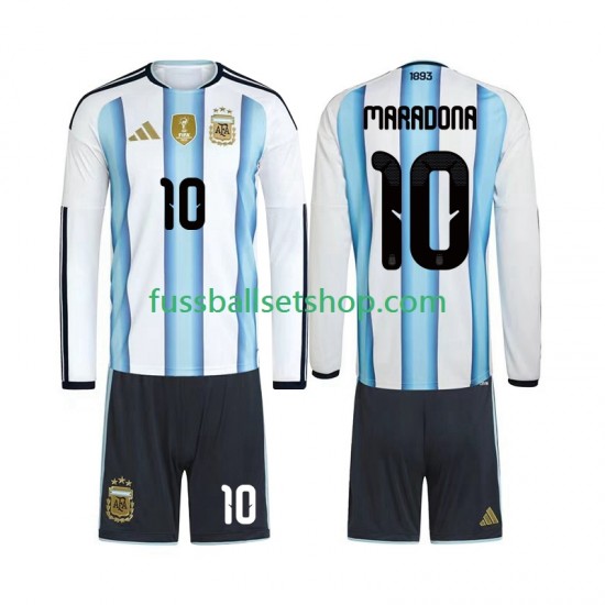 Günstige Fußball Trikotsatz Argentinien Maradona 10 Kinder Heimtrikot World Cup 2026 Langarm
