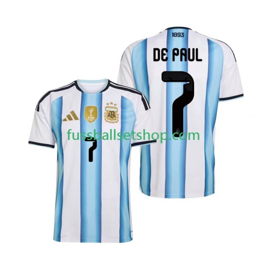 Günstige Fußball Trikotsatz Argentinien Rodrigo De Paul 7 Herren Heimtrikot World Cup 2026 Kurzarm