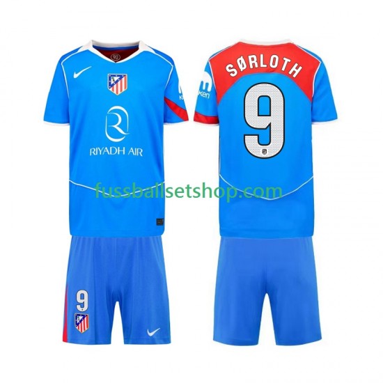 Günstige Fußball Trikotsatz Atlético Madrid Alexander Sorloth 9 Kinder Ausweichtrikot 2025-2026 Kurzarm