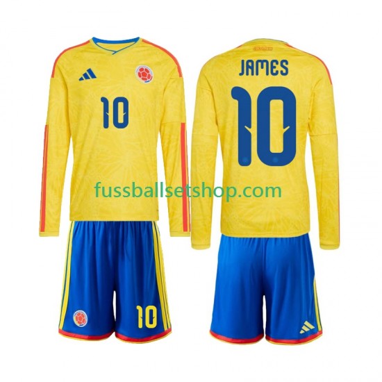 Günstige Fußball Trikotsatz Kolumbien James Rodriguez 10 Kinder Heimtrikot World Cup 2026 Langarm