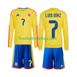 Günstige Fußball Trikotsatz Kolumbien Luis Diaz 7 Kinder Heimtrikot World Cup 2026 Langarm