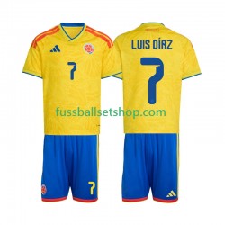 Günstige Fußball Trikotsatz Kolumbien Luis Diaz 7 Kinder Heimtrikot World Cup 2026 Kurzarm