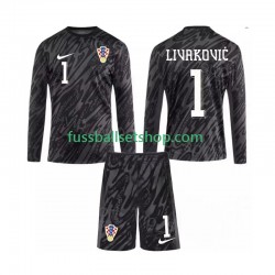 Günstige Fußball Trikotsatz Kroatien DOMINIK LIVAKOVIC 1 Torwart Kinder Ausweichtrikot 2024 Langarm