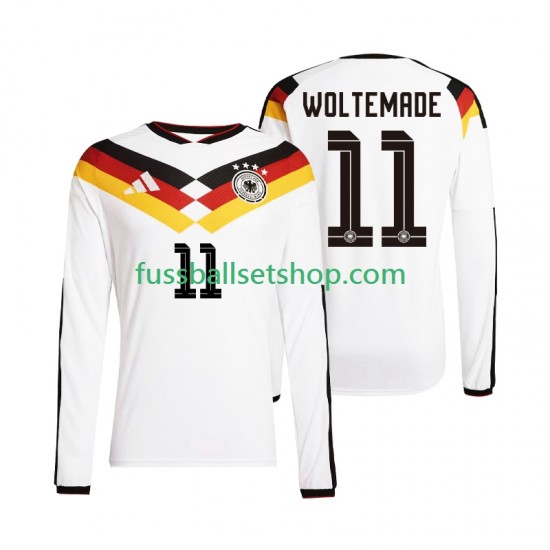 Günstige Fußball Trikotsatz Deutschland Woltemade 11 Herren Heimtrikot World Cup 2026 Langarm