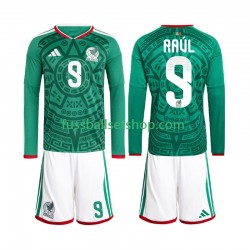 Günstige Fußball Trikotsatz Mexiko Raul Jimenez 9 Kinder Heimtrikot World Cup 2026 Langarm