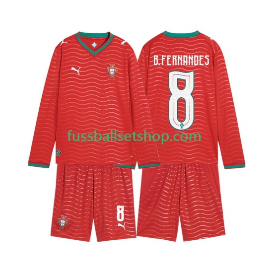 Günstige Fußball Trikotsatz Portugal Bruno Fernandes 8 Kinder Heimtrikot World Cup 2026 Langarm