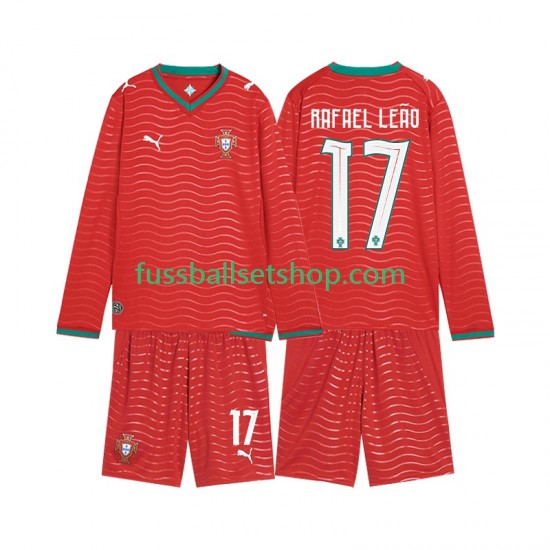 Günstige Fußball Trikotsatz Portugal Rafael Leao 17 Kinder Heimtrikot World Cup 2026 Langarm