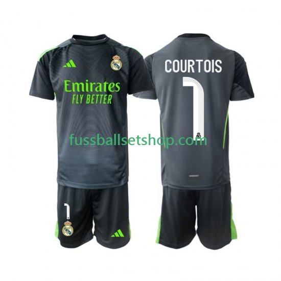 Günstige Fußball Trikotsatz Real Madrid Thibaut Courtois 1 Torwart Kinder Ausweichtrikot 2025-2026 Kurzarm