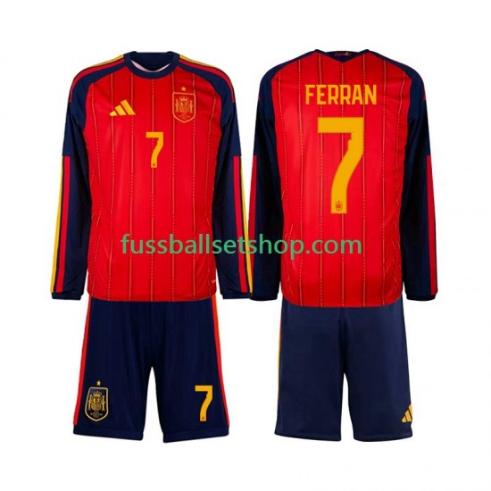 Günstige Fußball Trikotsatz Spanien Ferran Torres 7 Kinder Heimtrikot World Cup 2026 Langarm