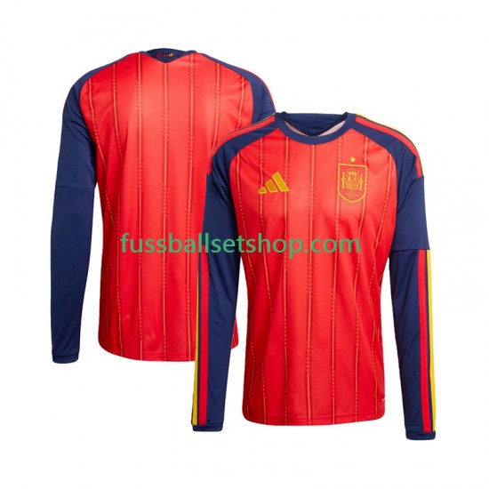 Günstige Fußball Trikotsatz Spanien Herren Heimtrikot World Cup 2026 Langarm
