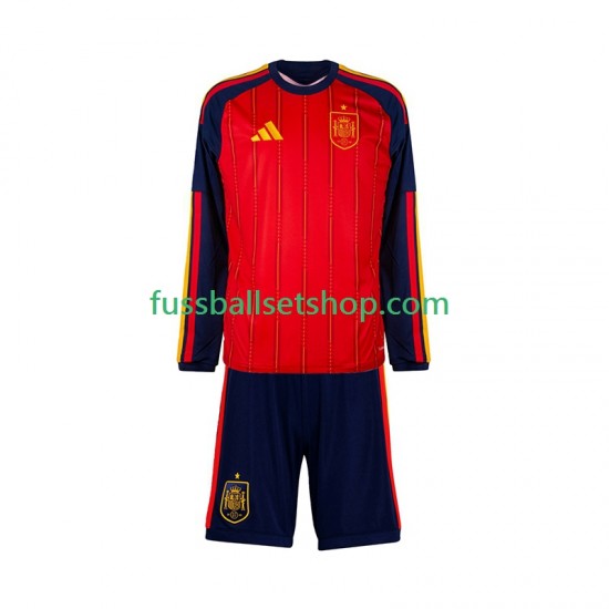 Günstige Fußball Trikotsatz Spanien Kinder Heimtrikot World Cup 2026 Langarm