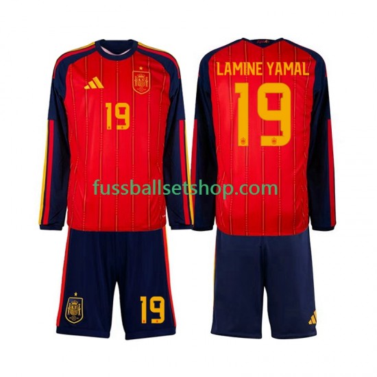 Günstige Fußball Trikotsatz Spanien Lamine Yamal 19 Kinder Heimtrikot World Cup 2026 Langarm