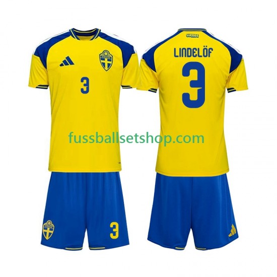 Günstige Fußball Trikotsatz Schweden Victor Lindelof 3 Kinder Heimtrikot 2026 Kurzarm