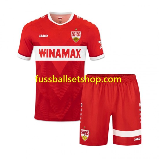 Günstige Fußball Trikotsatz VfB Stuttgart Kinder Auswärtstrikot 2024-2025 Kurzarm