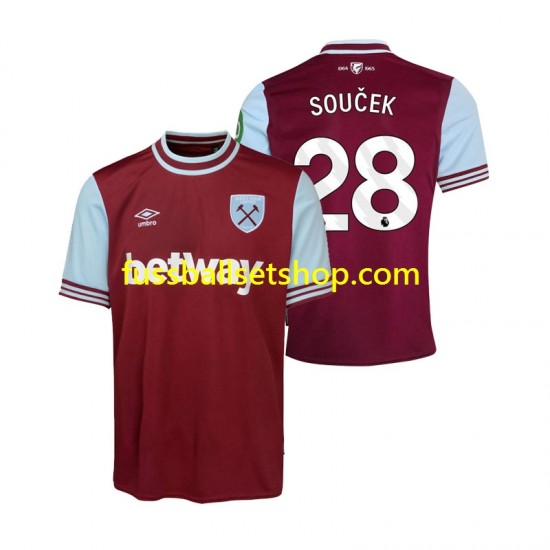 Günstige Fußball Trikotsatz West Ham United SOUCEK 28 Herren Heimtrikot 2024-2025 Kurzarm