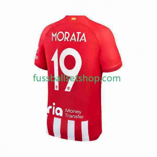 Günstige Fußball Trikotsatz Atlético Madrid 2 Alvaro Morata 19 Herren Heimtrikot 2023-2024 Kurzarm
