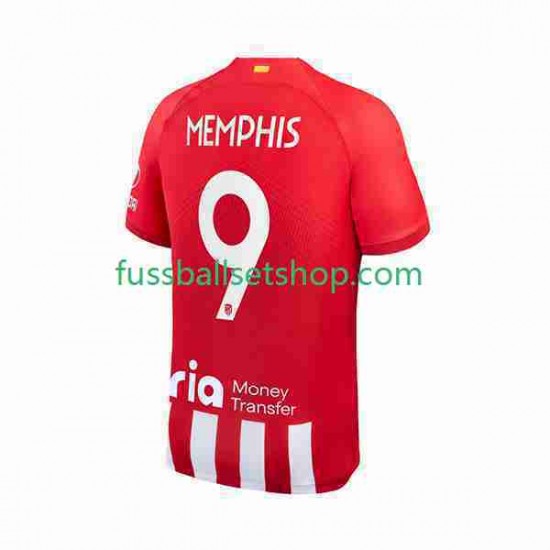 Günstige Fußball Trikotsatz Atlético Madrid 2 Memphis Depay 9 Herren Heimtrikot 2023-2024 Kurzarm