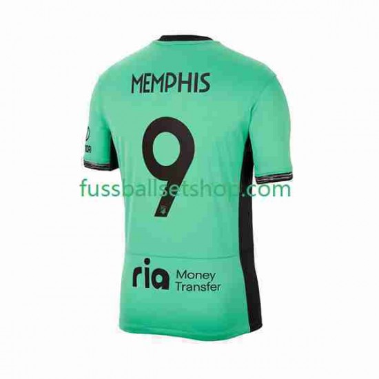Günstige Fußball Trikotsatz Atlético Madrid 2 Memphis Depay 9 Herren Ausweichtrikot 2023-2024 Kurzarm