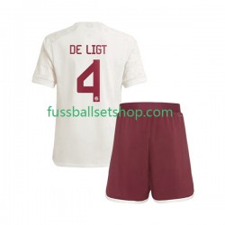 Günstige Fußball Trikotsatz FC Bayern München Matthijs de Ligt 4 Kinder Ausweichtrikot 2023-2024 Kurzarm