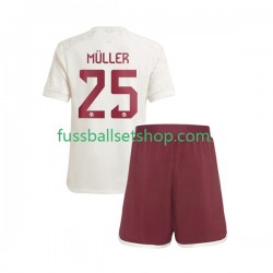 Günstige Fußball Trikotsatz FC Bayern München Thomas Muller 25 Kinder Ausweichtrikot 2023-2024 Kurzarm