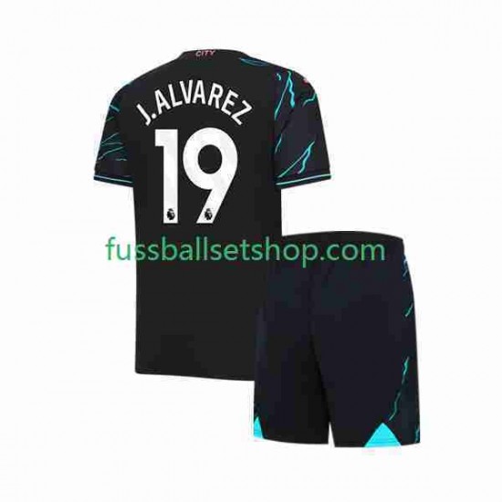 Günstige Fußball Trikotsatz Manchester City Julian Alvarez 19 Kinder Ausweichtrikot 2023-2024 Kurzarm