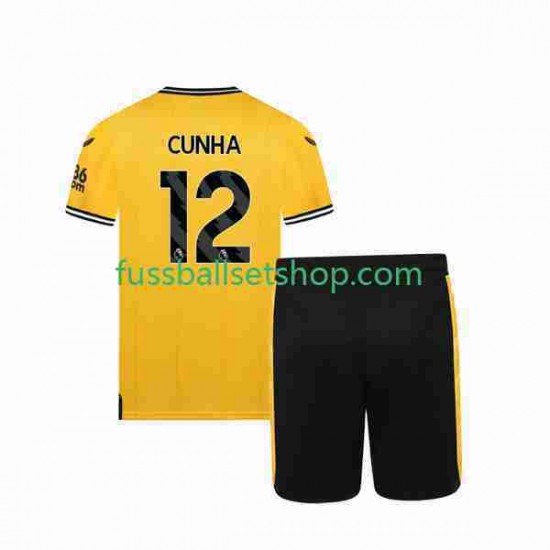 Günstige Fußball Trikotsatz Wolverhampton Wanderers CUNHA 12 Kinder Heimtrikot 2023-2024 Kurzarm