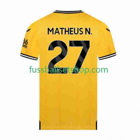 Günstige Fußball Trikotsatz Wolverhampton Wanderers Matheus Nunes 27 Herren Heimtrikot 2023-2024 Kurzarm