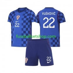 Günstige Fußball Trikotsatz Kroatien Luka Vuskovic 22 Kinder Auswärtstrikot World Cup 2026 Kurzarm