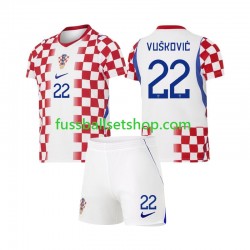 Günstige Fußball Trikotsatz Kroatien Luka Vuskovic 22 Kinder Heimtrikot World Cup 2026 Kurzarm