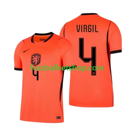 Günstige Fußball Trikotsatz Niederlande Virgil van Dijk 4 Herren Heimtrikot World Cup 2026 Kurzarm