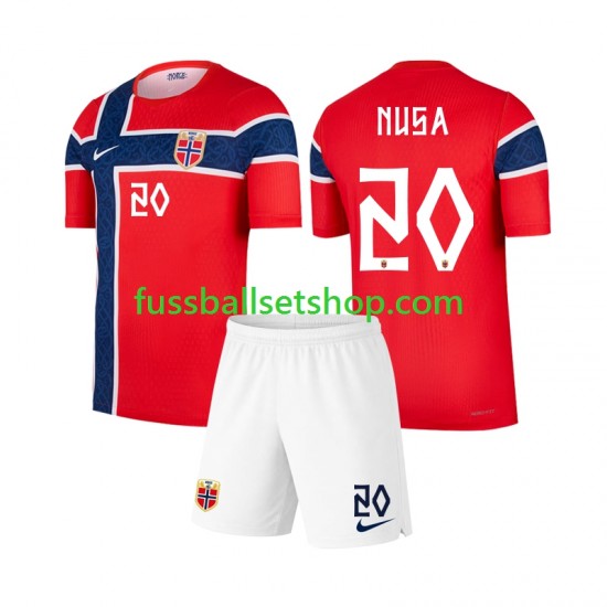 Günstige Fußball Trikotsatz Norwegen Antonio Nusa 20 Kinder Heimtrikot World Cup 2026 Kurzarm