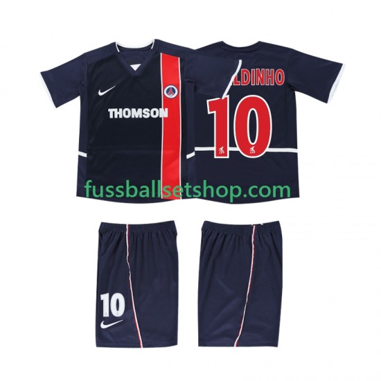 Günstige Fußball Trikotsatz AC Mailand RONALDINHO 10 2003 Retro Kinder Heimtrikot 2002 Kurzarm