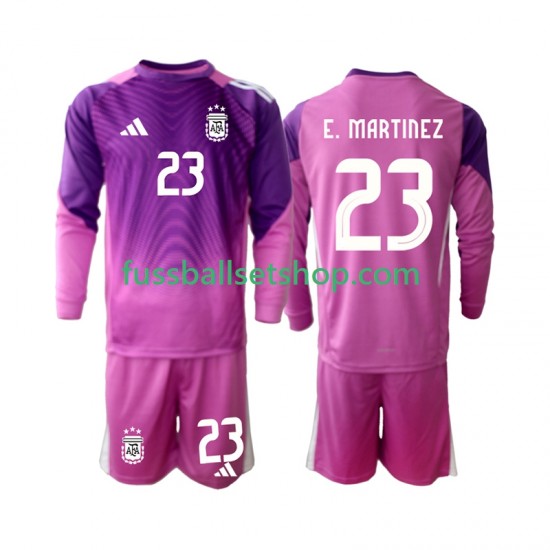 Günstige Fußball Trikotsatz Argentinien Emiliano Martinez 23 Torwart Kinder Heimtrikot 2025 Langarm