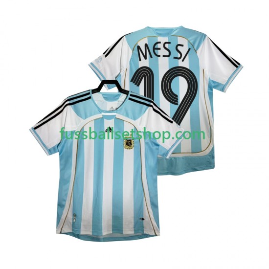 Günstige Fußball Trikotsatz Argentinien MESSI 19 Retro Herren Heimtrikot 2006 Kurzarm