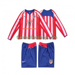 Günstige Fußball Trikotsatz Atlético Madrid 2004 2005 Retro Kinder Heimtrikot Langarm