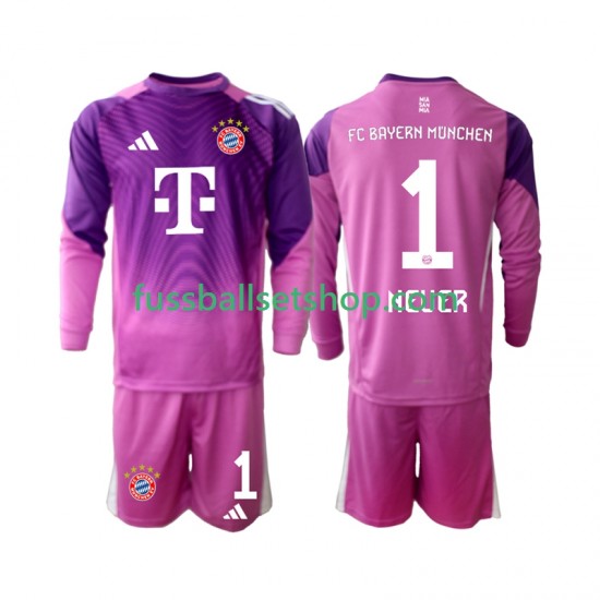 Günstige Fußball Trikotsatz FC Bayern München Manuel Neuer 1 Torwart Kinder Viertestrikot 2025-2026 Langarm