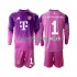 Günstige Fußball Trikotsatz FC Bayern München Manuel Neuer 1 Torwart Kinder Viertestrikot 2025-2026 Langarm