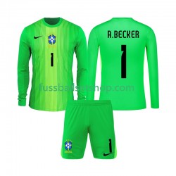 Günstige Fußball Trikotsatz Brasilien Alisson Becker 1 Torwart Kinder Heimtrikot 2026 Langarm