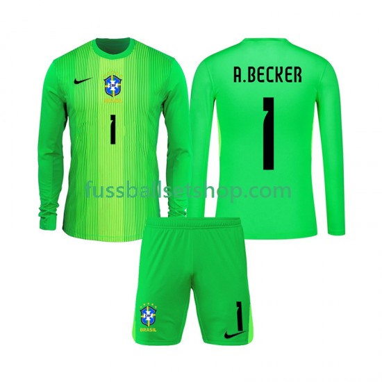 Günstige Fußball Trikotsatz Brasilien Alisson Becker 1 Torwart Kinder Heimtrikot 2026 Langarm