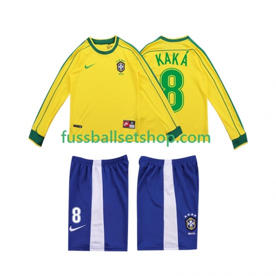 Günstige Fußball Trikotsatz Brasilien KAKA 8 Retro Kinder Heimtrikot 1998 Langarm