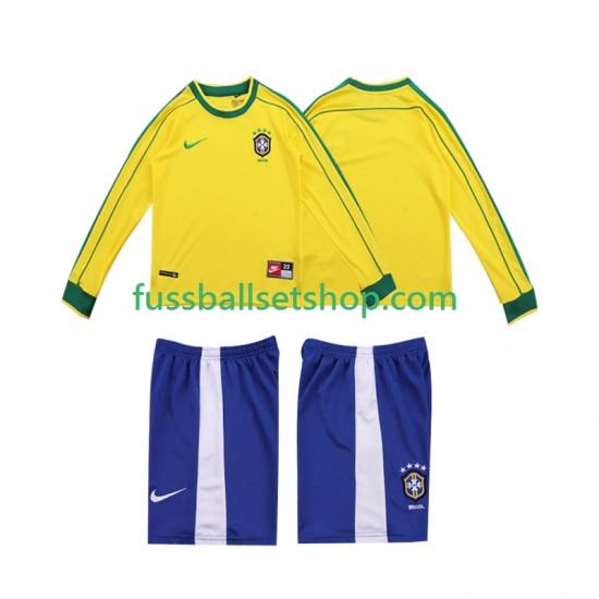 Günstige Fußball Trikotsatz Brasilien Retro Kinder Heimtrikot 1998 Langarm