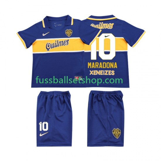 Günstige Fußball Trikotsatz Boca Juniors MARADONA 10 1996 1997 Retro Kinder Heimtrikot Kurzarm