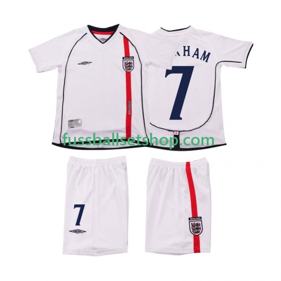 Günstige Fußball Trikotsatz England BECKHAM 7 Retro Kinder Heimtrikot 2002 Kurzarm