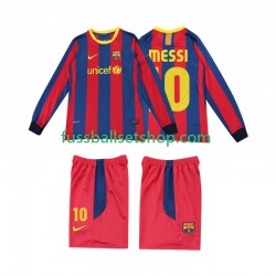 Günstige Fußball Trikotsatz FC Barcelona Lionel Messi 10 Retro Kinder Heimtrikot 2011 2010 Langarm