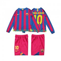 Günstige Fußball Trikotsatz FC Barcelona RONALDINHO 10 2005 Retro Kinder Heimtrikot 2006 Langarm