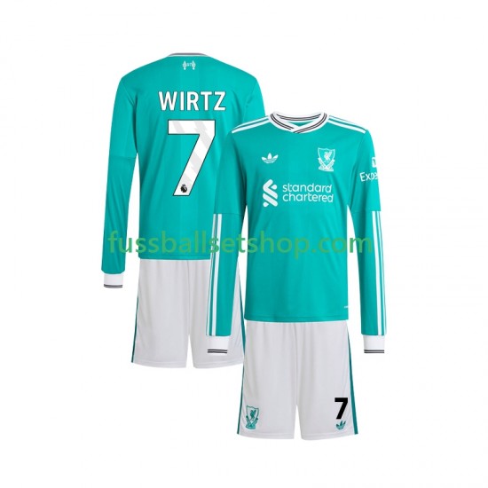 Günstige Fußball Trikotsatz Liverpool Florian Wirtz 7 Kinder Ausweichtrikot 2025-2026 Langarm