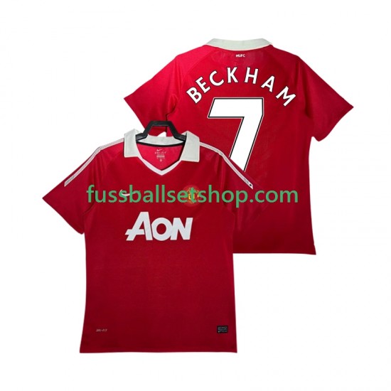 Günstige Fußball Trikotsatz Manchester United BECKHAM 7 Retro Herren Heimtrikot 2011 2010 Kurzarm