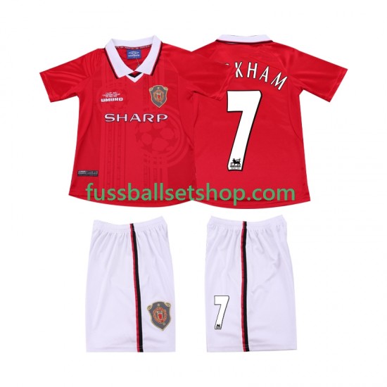 Günstige Fußball Trikotsatz Manchester United BECKHAM 7 2000 Retro Kinder Heimtrikot 1999 Kurzarm